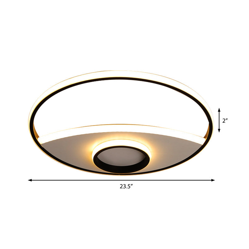 Modern Silver Circle Ceiling Fixture: Acrylic Flushmount Lights In Warm/White 16/19.5/23.5