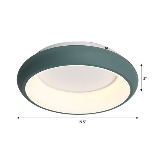 19.5/25.5 W Macaron Donut Flush Mount Led Lamp In Black/Green/Gold/White