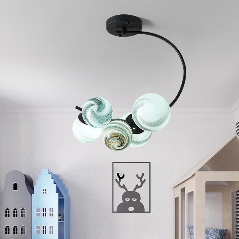 Modern Style Glass Pendant Chandelier With Black/White Finish - 3/5 Lights 5 / Black