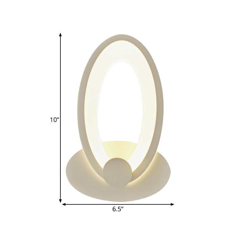 White Egg-Shaped Led Wall Sconce For Bedside Simple Acrylic Style