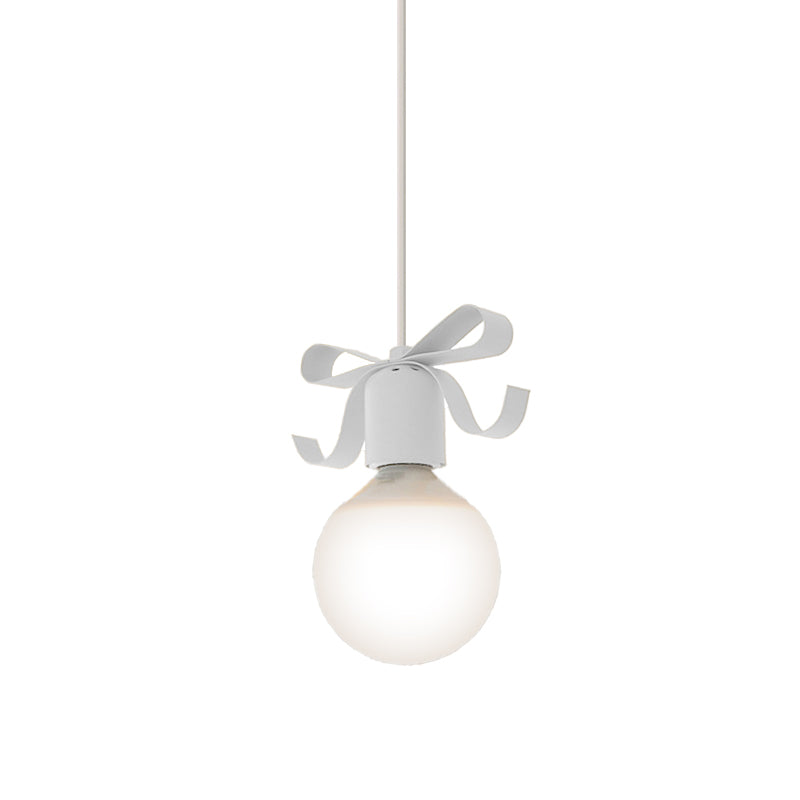 Kids Metal Pendant Light: 1-Head Open Bulb Design For Kitchen & Corridor