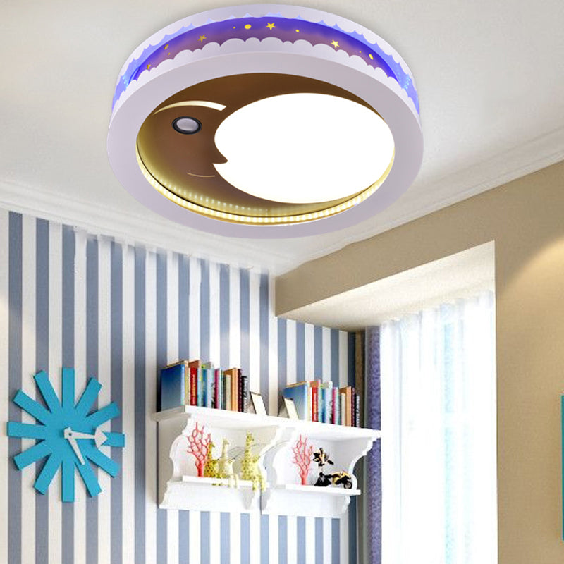 Art Deco Led Flush Ceiling Light For Kids Bedrooms - Acrylic Circle Design