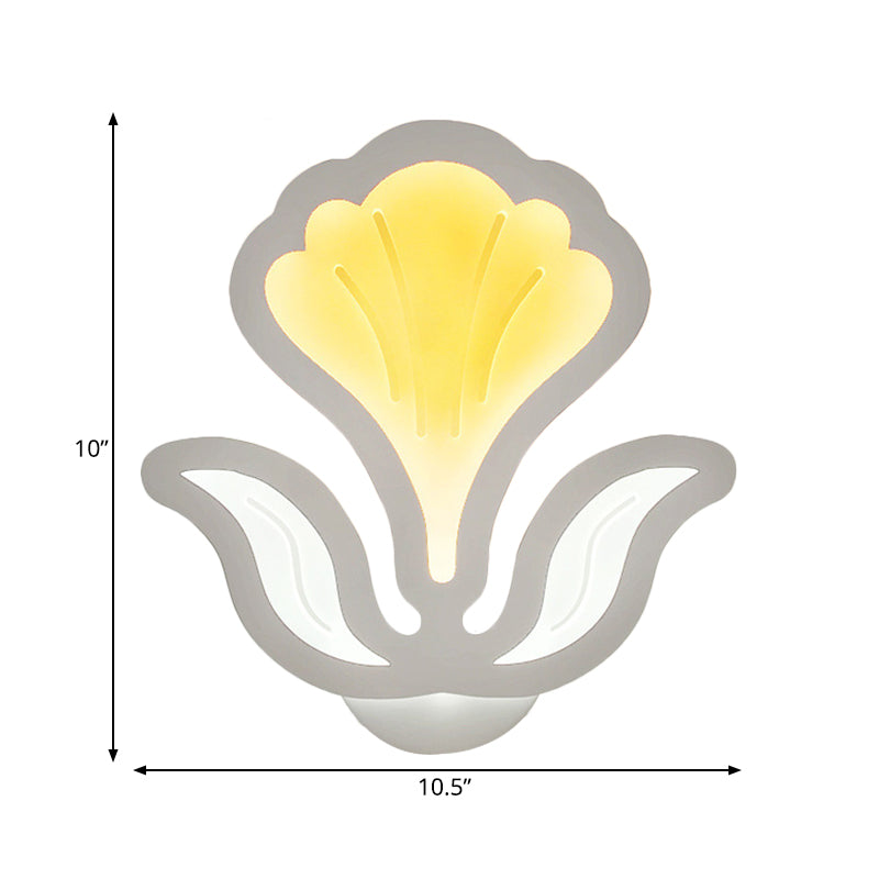 Modern White Led Wall Sconce: Floral Acrylic Light For Childs Bedroom