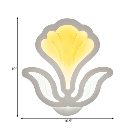 Modern White Led Wall Sconce: Floral Acrylic Light For Childs Bedroom