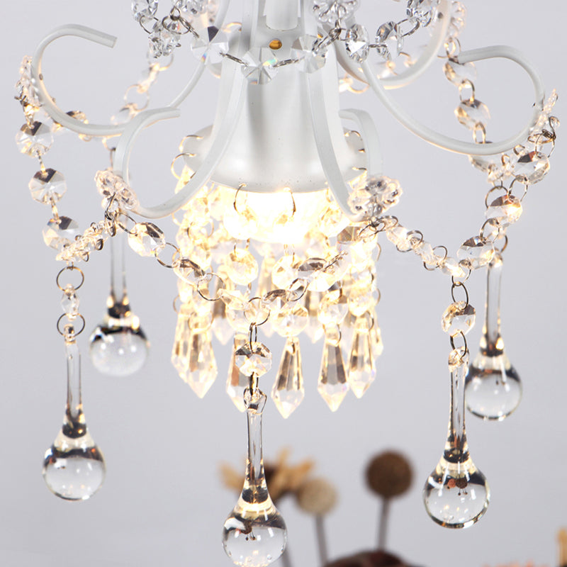 White Ornate Metal Crystal Ball Pendant Light - Perfect For Restaurants