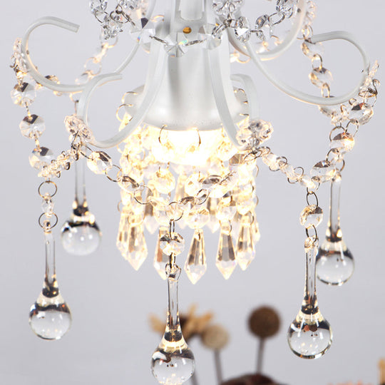 White Ornate Metal Crystal Ball Pendant Light - Perfect For Restaurants