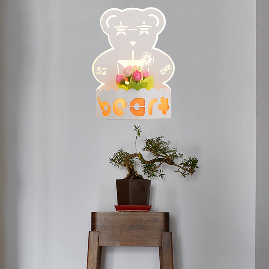 Cartoon Pattern Led Wall Lamp - Elegant White Acrylic Sconce Light For Living Room Décor / A