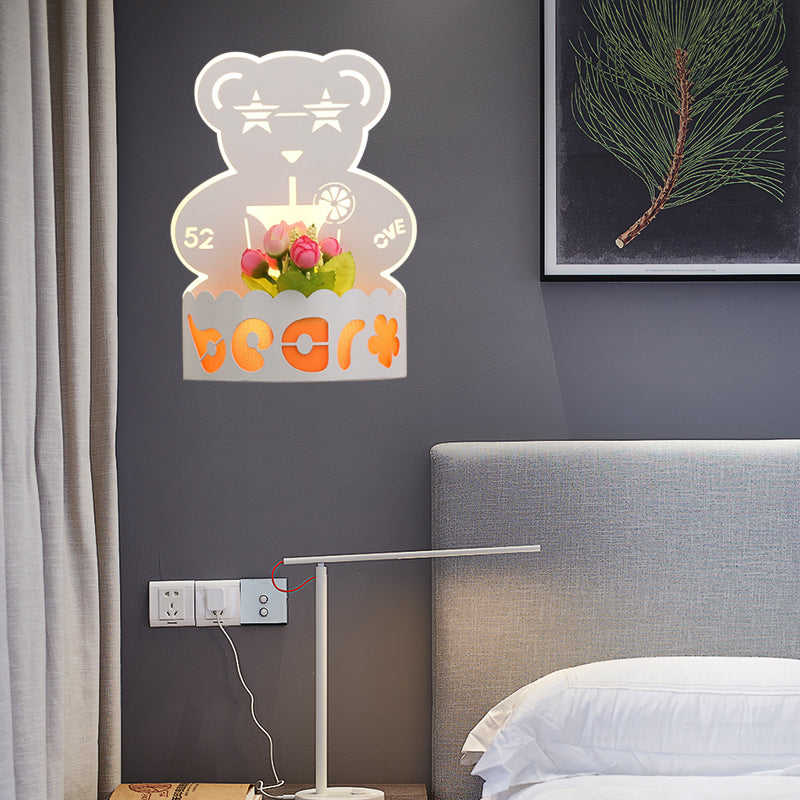 Cartoon Pattern Led Wall Lamp - Elegant White Acrylic Sconce Light For Living Room Décor