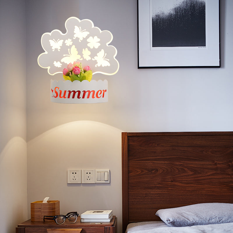 Cartoon Pattern Led Wall Lamp - Elegant White Acrylic Sconce Light For Living Room Décor / B