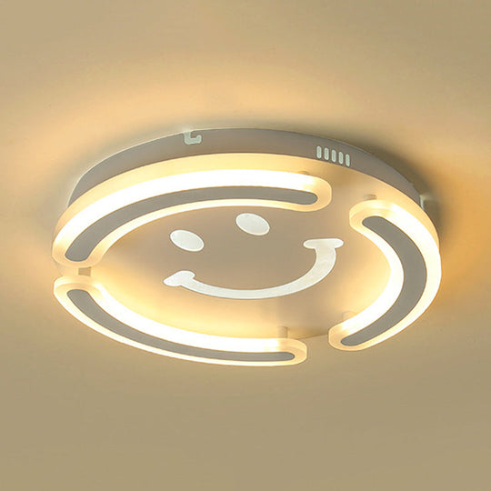 Smile Face LED Ceiling Lamp in White for Kids' Game Room and Bedroom