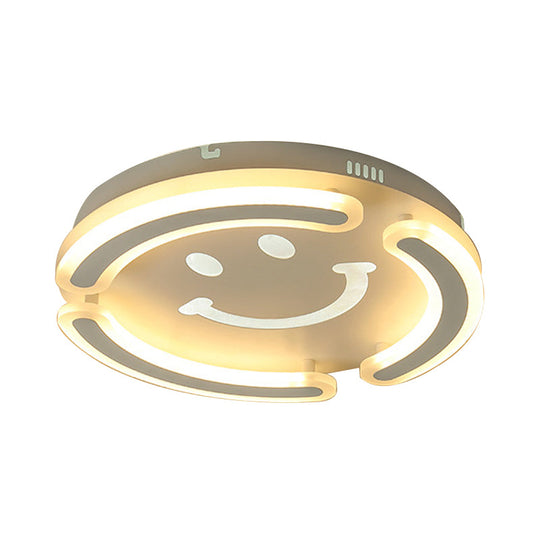 Smile Face LED Ceiling Lamp in White for Kids' Game Room and Bedroom