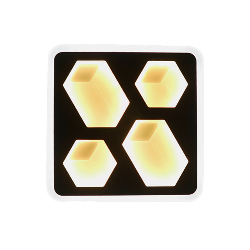 Art Deco Square Black Metal Led Wall Lamp For Study Room