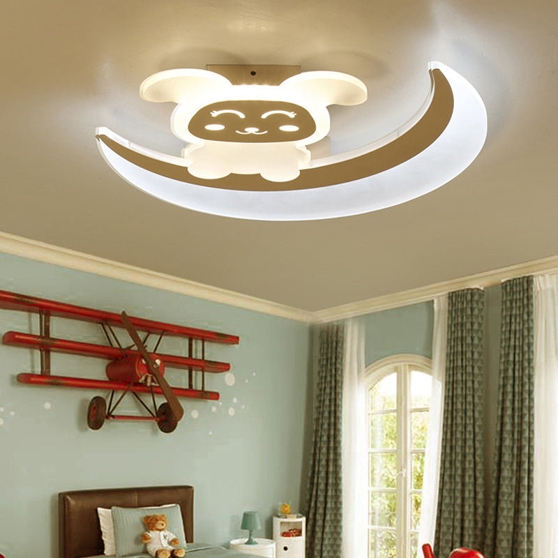 Baby Bunny LED Ceiling Light for Boys Bedroom in White