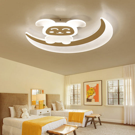 Baby Bunny LED Ceiling Light for Boys Bedroom in White