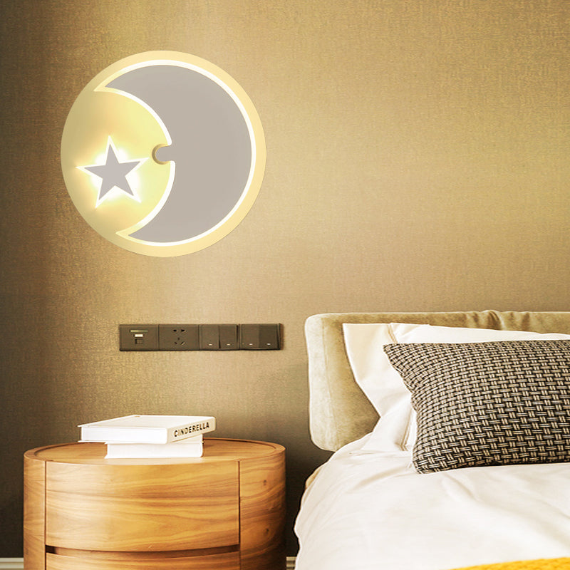 Modern Moon & Star Led Wall Sconce For Romantic Study Room Lighting