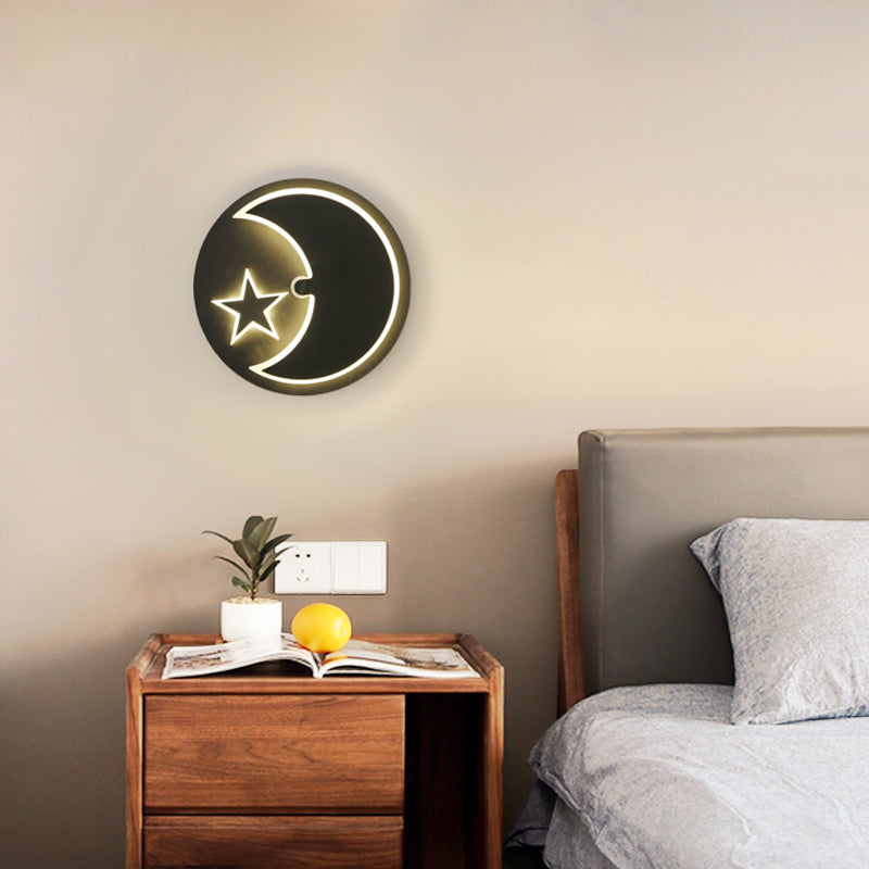 Modern Moon & Star Led Wall Sconce For Romantic Study Room Lighting