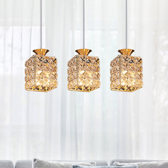 3-Light Crystal Island Pendant with Cutout Linear Design