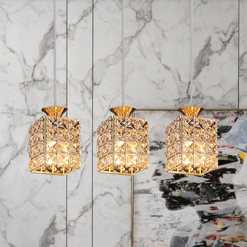 3-Light Crystal Island Pendant with Cutout Linear Design