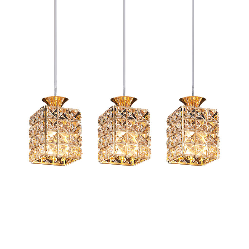 3-Light Crystal Island Pendant with Cutout Linear Design