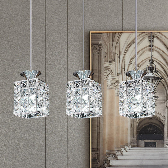 3-Light Crystal Island Pendant with Cutout Linear Design