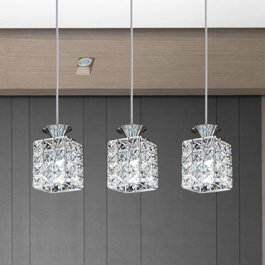 3-Light Crystal Island Pendant with Cutout Linear Design