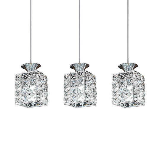 3-Light Crystal Island Pendant with Cutout Linear Design