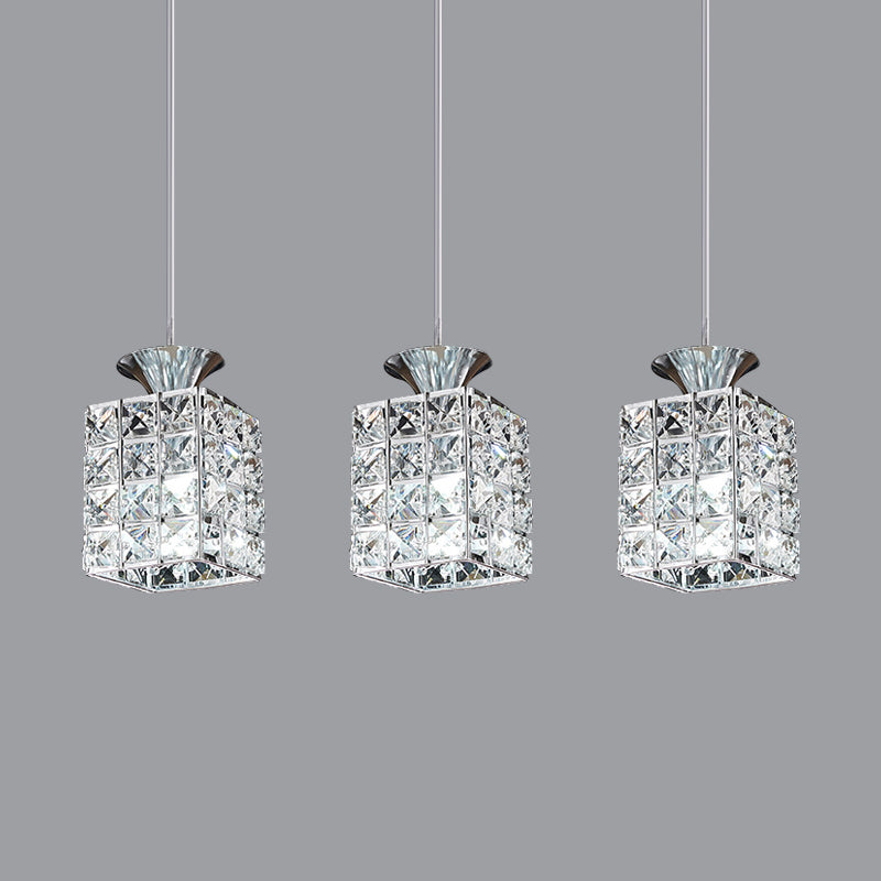 3-Light Crystal Island Pendant with Cutout Linear Design