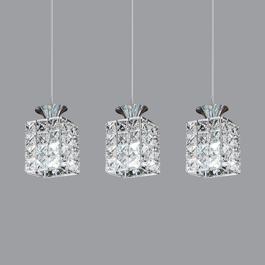 3-Light Crystal Island Pendant with Cutout Linear Design