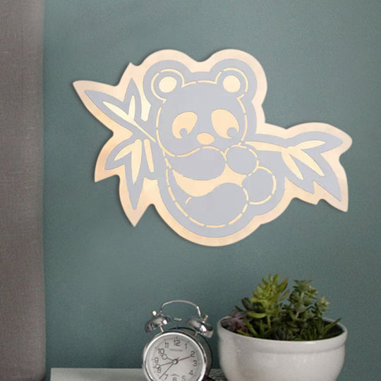 Modern Panda Wall Light For Kids Bedroom - White Led Acrylic Lovely Design /