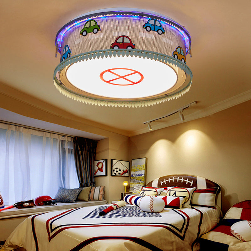 Kids Drum Bedroom Ceiling Light Fun Cartoon Design With Multi Color Flush Mount