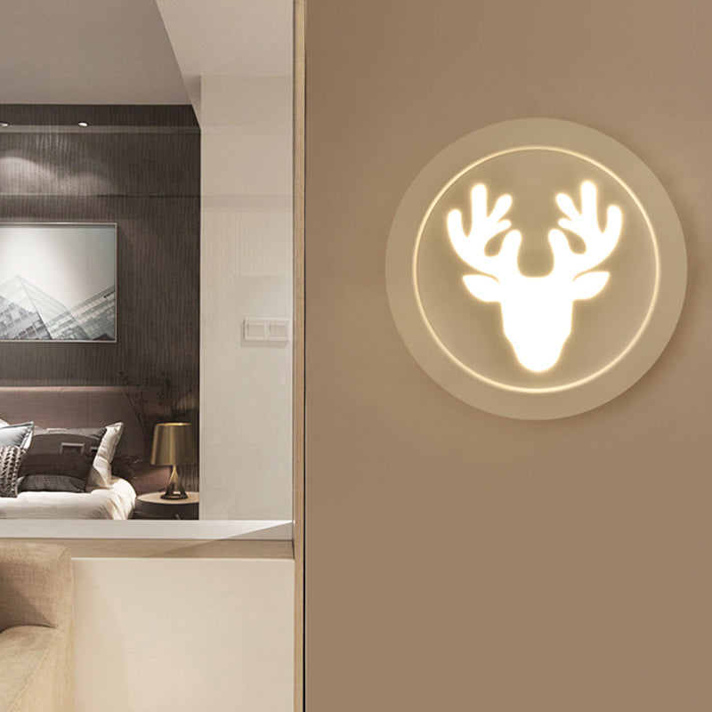 Modern Metal Deer Bedroom Wall Lamp Sconce White / Warm