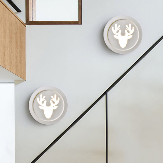 Modern Metal Deer Bedroom Wall Lamp Sconce White /