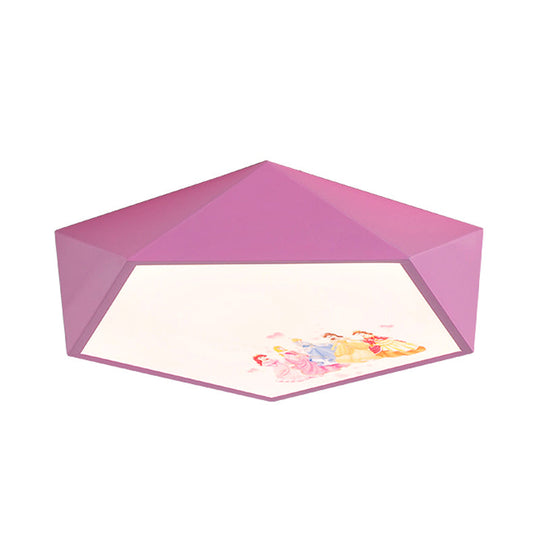 Kindergarten Flush Mount Ceiling Light - Pink Acrylic Cartoon Geometry Shape