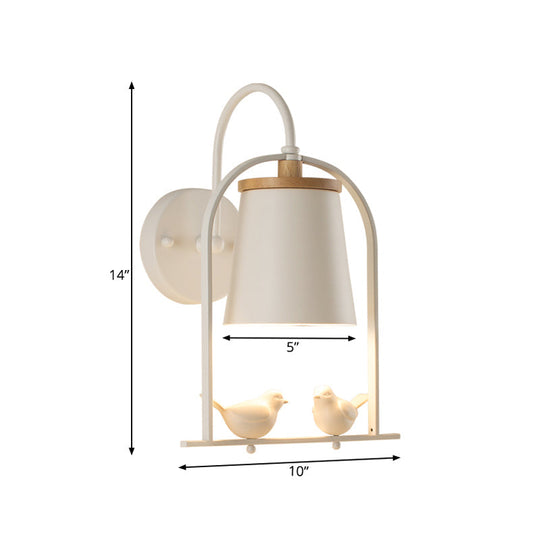 Nordic Trapezoid Metal Wall Sconce Light With Bird Accent - Perfect For Restaurants