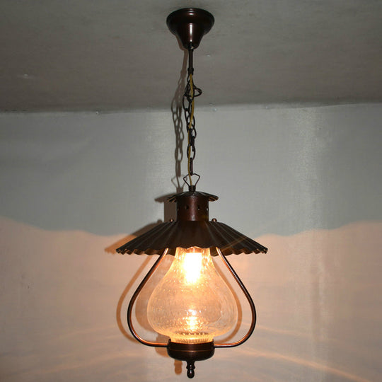 Vintage Crackle Glass Pendant Light Fixture With Clear 1-Light: Perfect For Ceiling Or Hanging