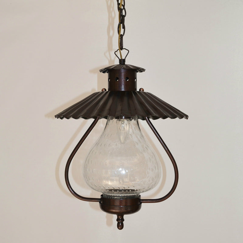 Vintage Crackle Glass Lantern Pendant Light - Clear 1-Light Ceiling Hanging Fixture