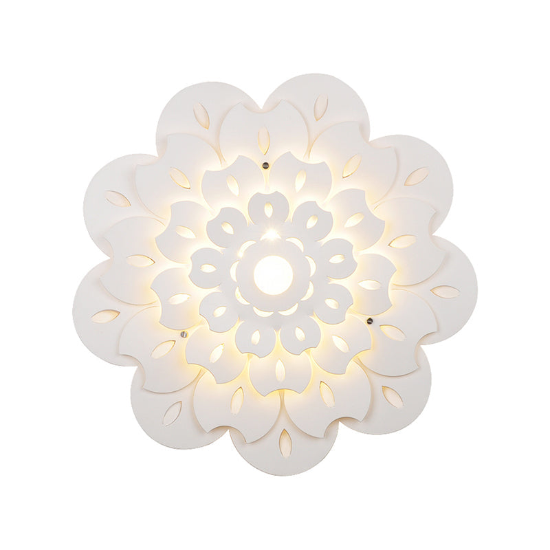 Pretty White Floral Led Wall Lamp For Kids Bedrooms