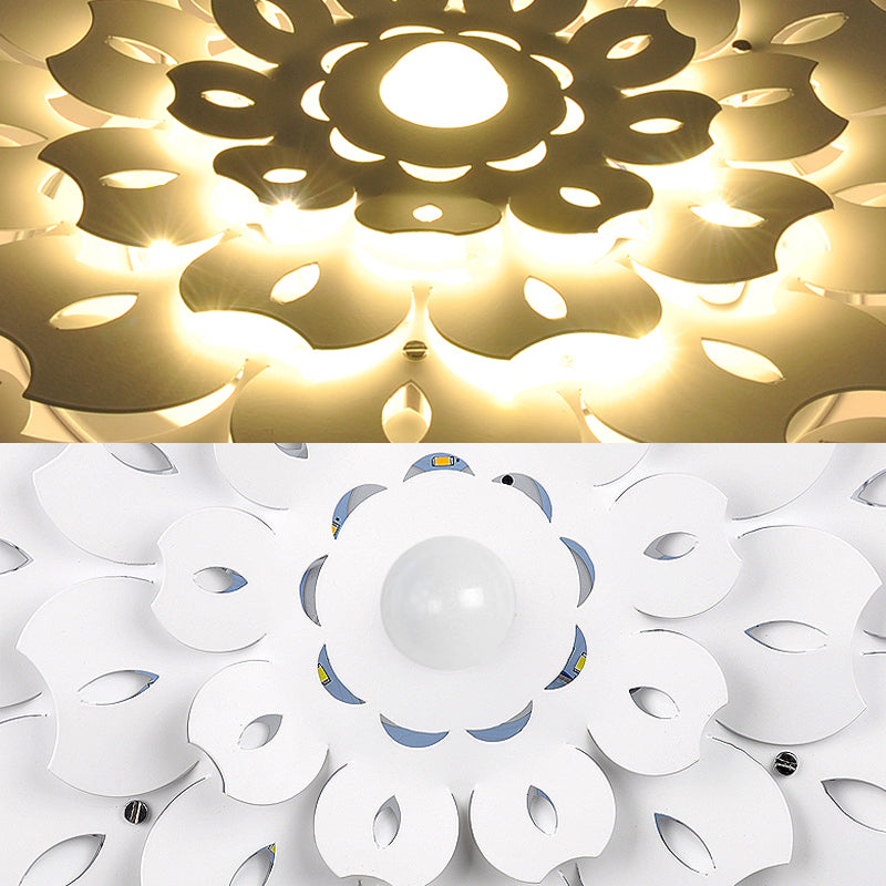 Pretty White Floral Led Wall Lamp For Kids Bedrooms