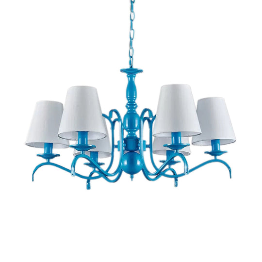 Nautical Blue Pendant Chandelier With Six Bucket Lights Ideal For Living Room Décor