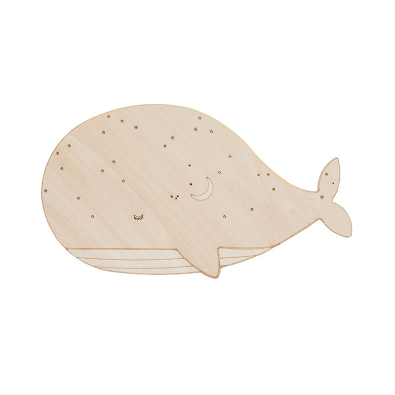 Nursing Room Oval Whale Wall Sconce - Wood Animal Beige Lamp Warm