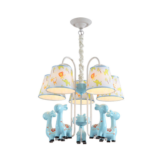 Giraffe Cartoon Chandelier - Colorful Candy Resin Hanging Light For Study Room