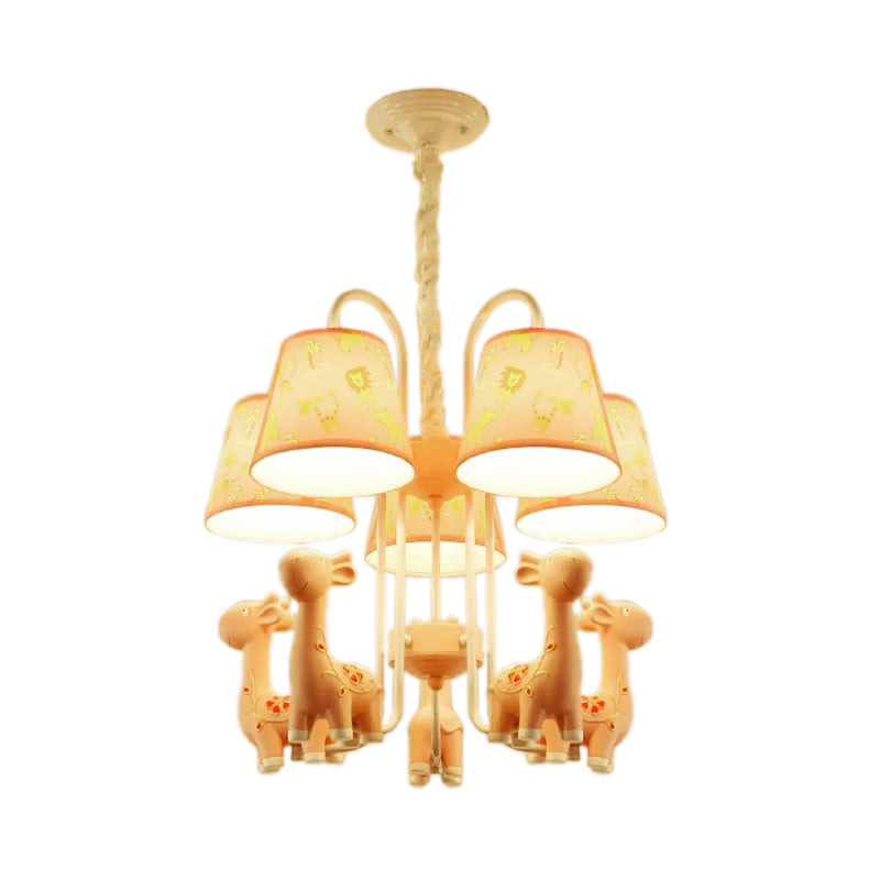 Giraffe Cartoon Chandelier - Colorful Candy Resin Hanging Light For Study Room