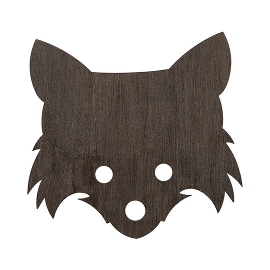 Brown Wood Fox Wall Lamp - Cartoon Style Led Lighting For Kids Bedroom