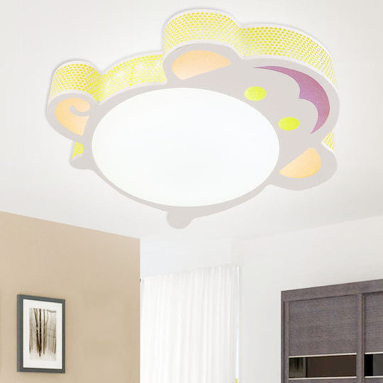 White Acrylic Flush Mount Ceiling Light Fixture for Kindergarten: Modern Animal Design