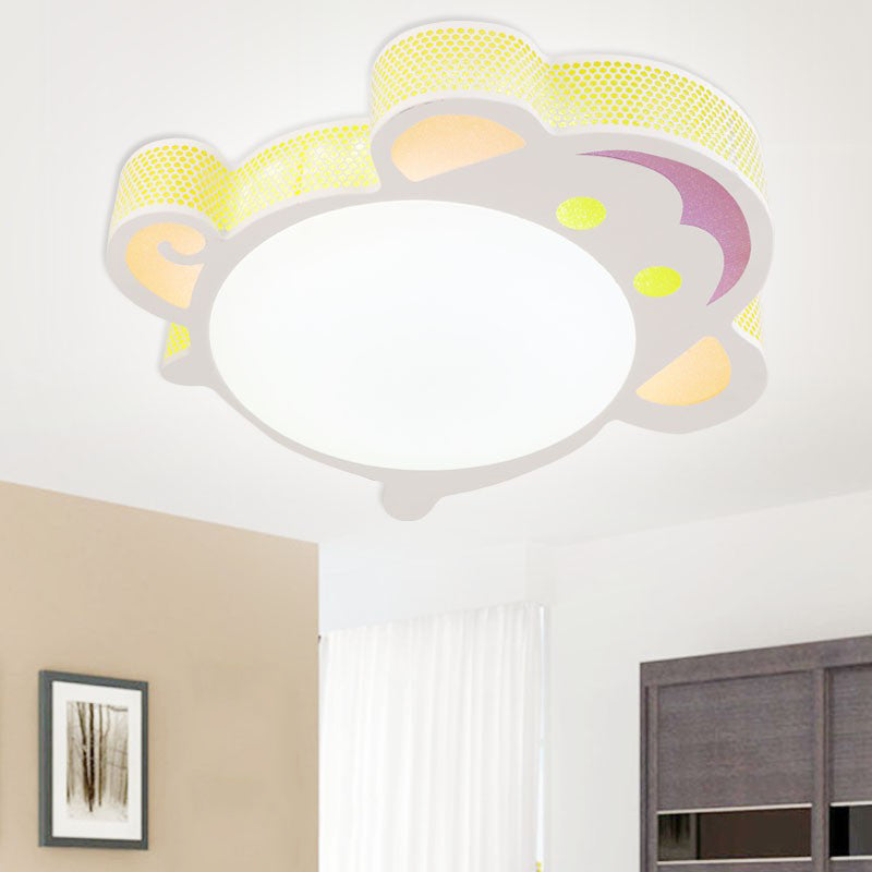 White Acrylic Flush Mount Ceiling Light Fixture For Kindergarten: Modern Animal Design / A