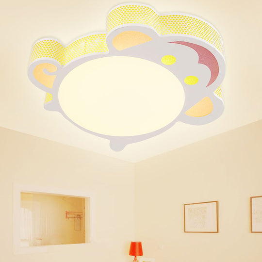 White Acrylic Flush Mount Ceiling Light Fixture for Kindergarten: Modern Animal Design