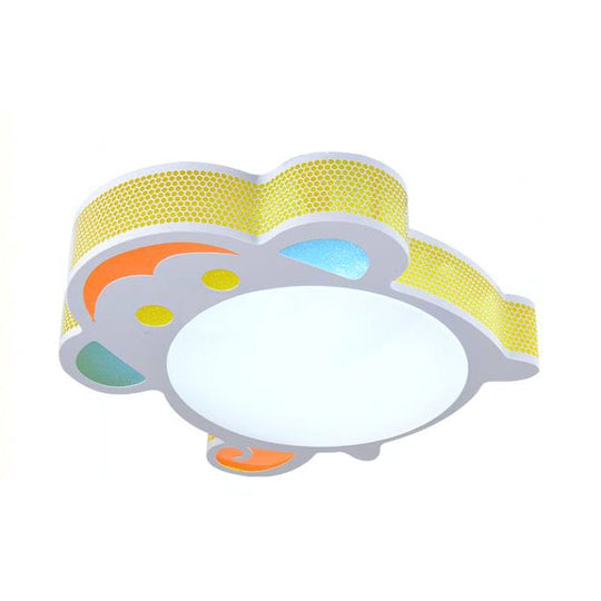 White Acrylic Flush Mount Ceiling Light Fixture for Kindergarten: Modern Animal Design