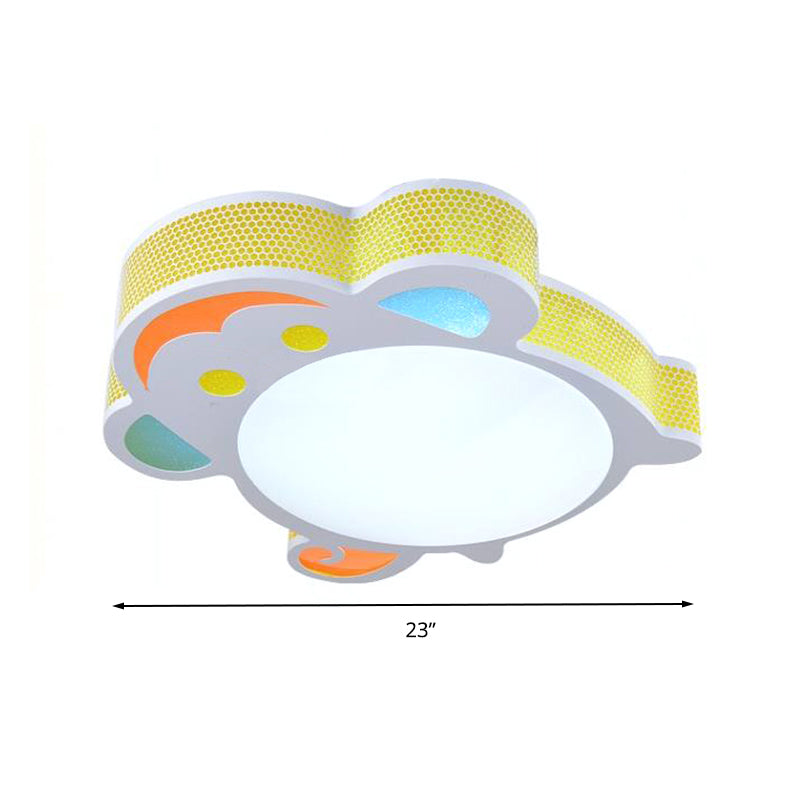 White Acrylic Flush Mount Ceiling Light Fixture for Kindergarten: Modern Animal Design