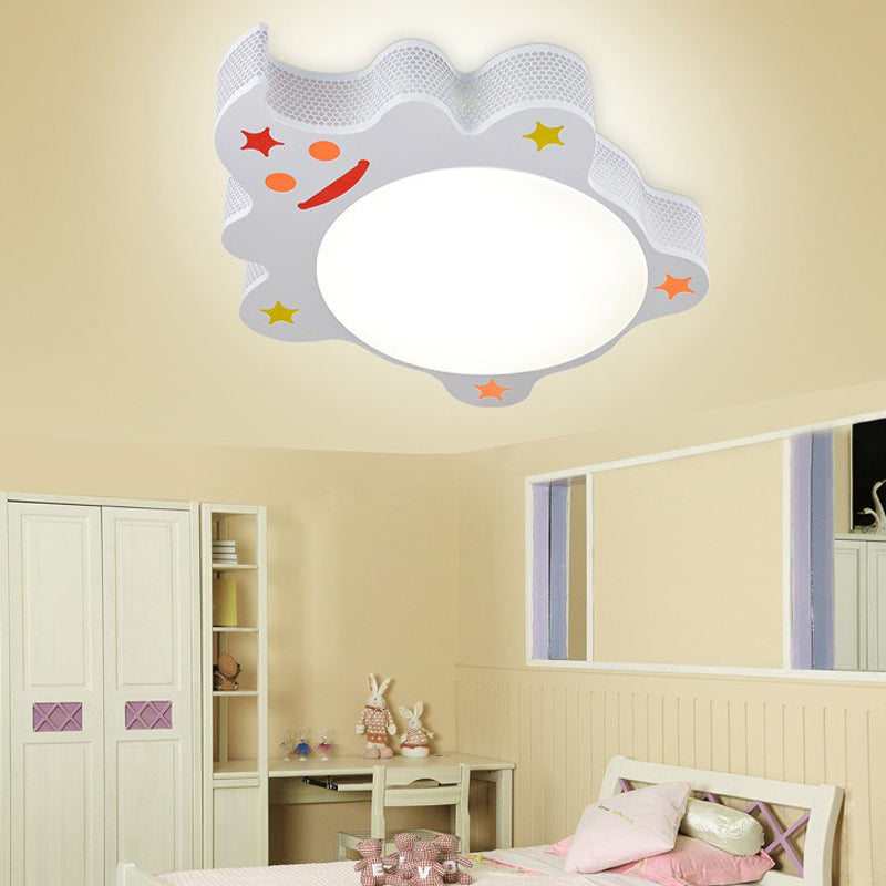 White Acrylic Flush Mount Ceiling Light Fixture for Kindergarten: Modern Animal Design