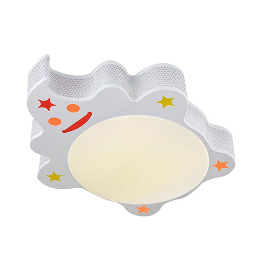 White Acrylic Flush Mount Ceiling Light Fixture for Kindergarten: Modern Animal Design